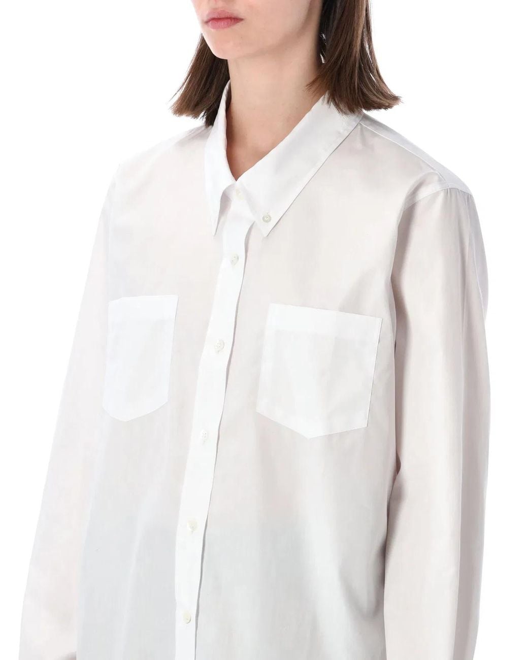 Dries Van Noten White Loose Cotton Poplin Shirt