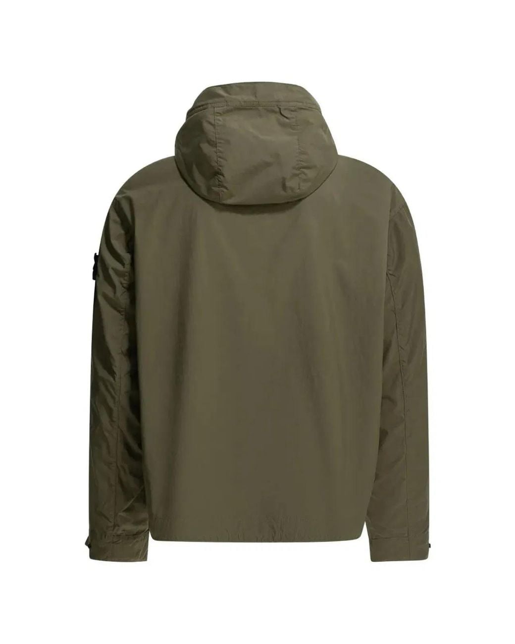 Stone Island Green Hooded Coat With Front Pocket for men
