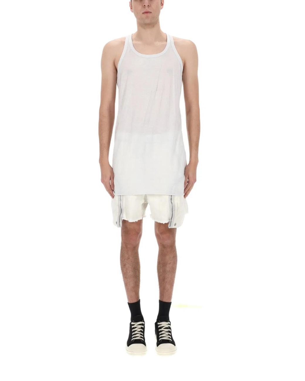 Rick Owens White Temple Loose Tank Top for men