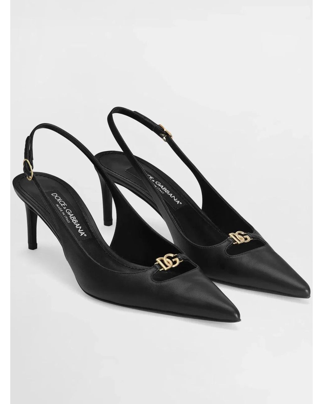 Dolce & Gabbana White Silk Nappa Slingbacks