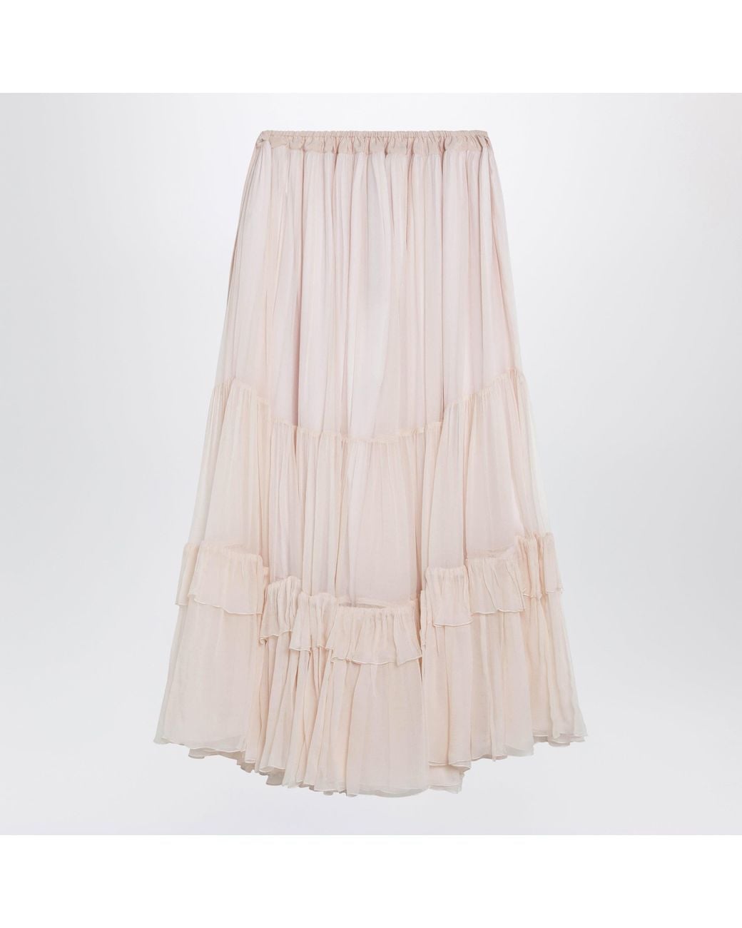 Chloé Pink Powder Silk Midi Skirt