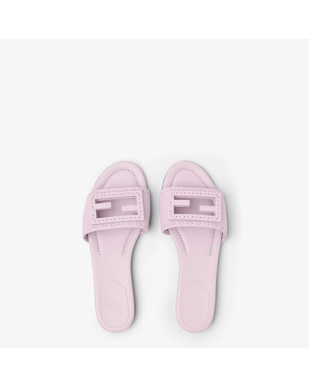 Fendi Pink Baguette Leather Flat Sandals