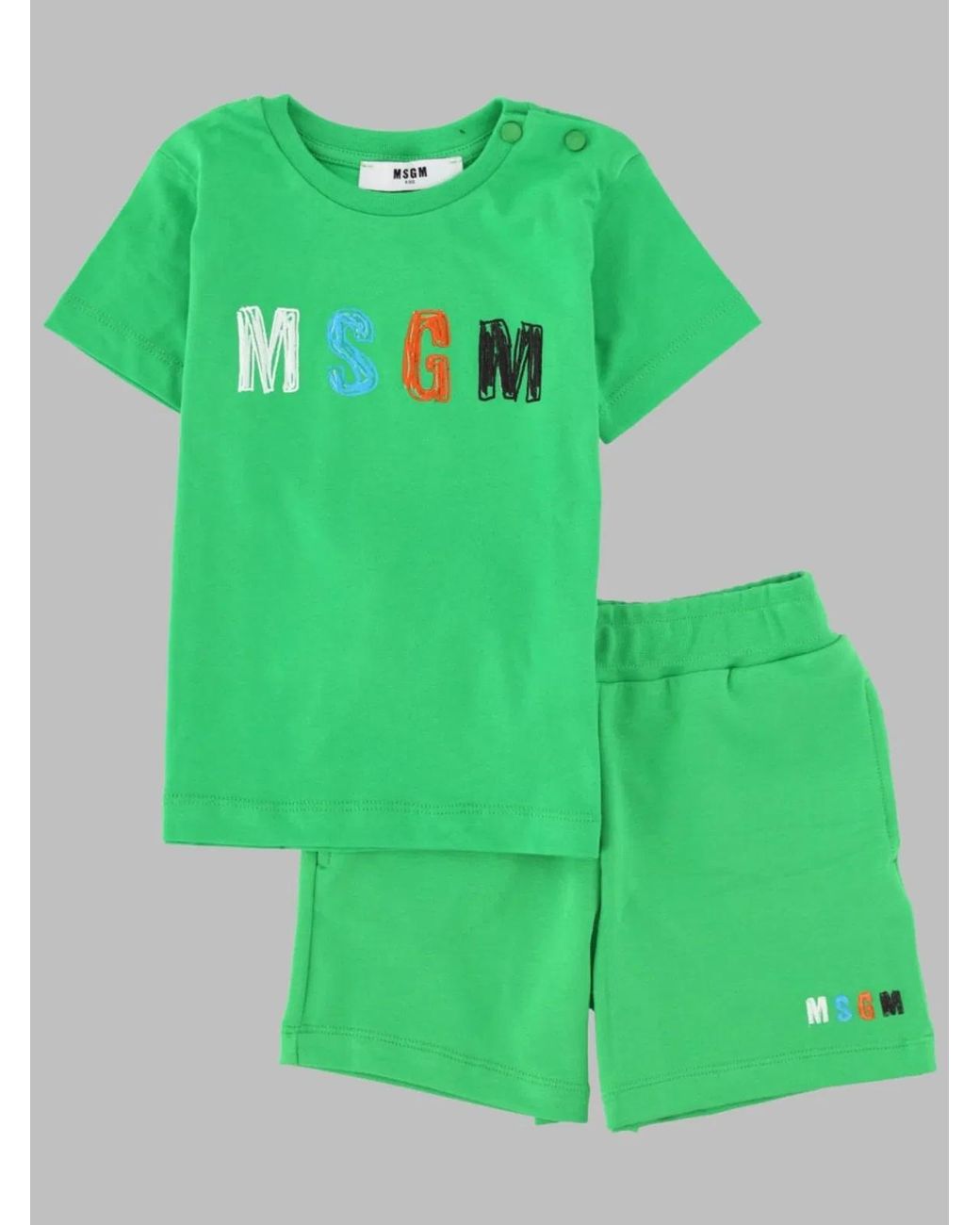 MSGM Green Boys Mini T-Shirt And Bermuda Set