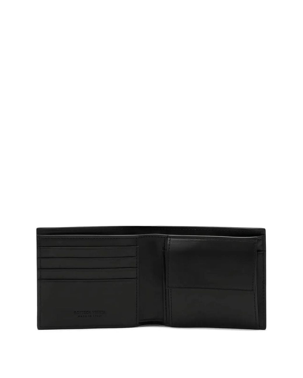 Bottega Veneta Black Woven Leather Bi-Fold Wallet for men