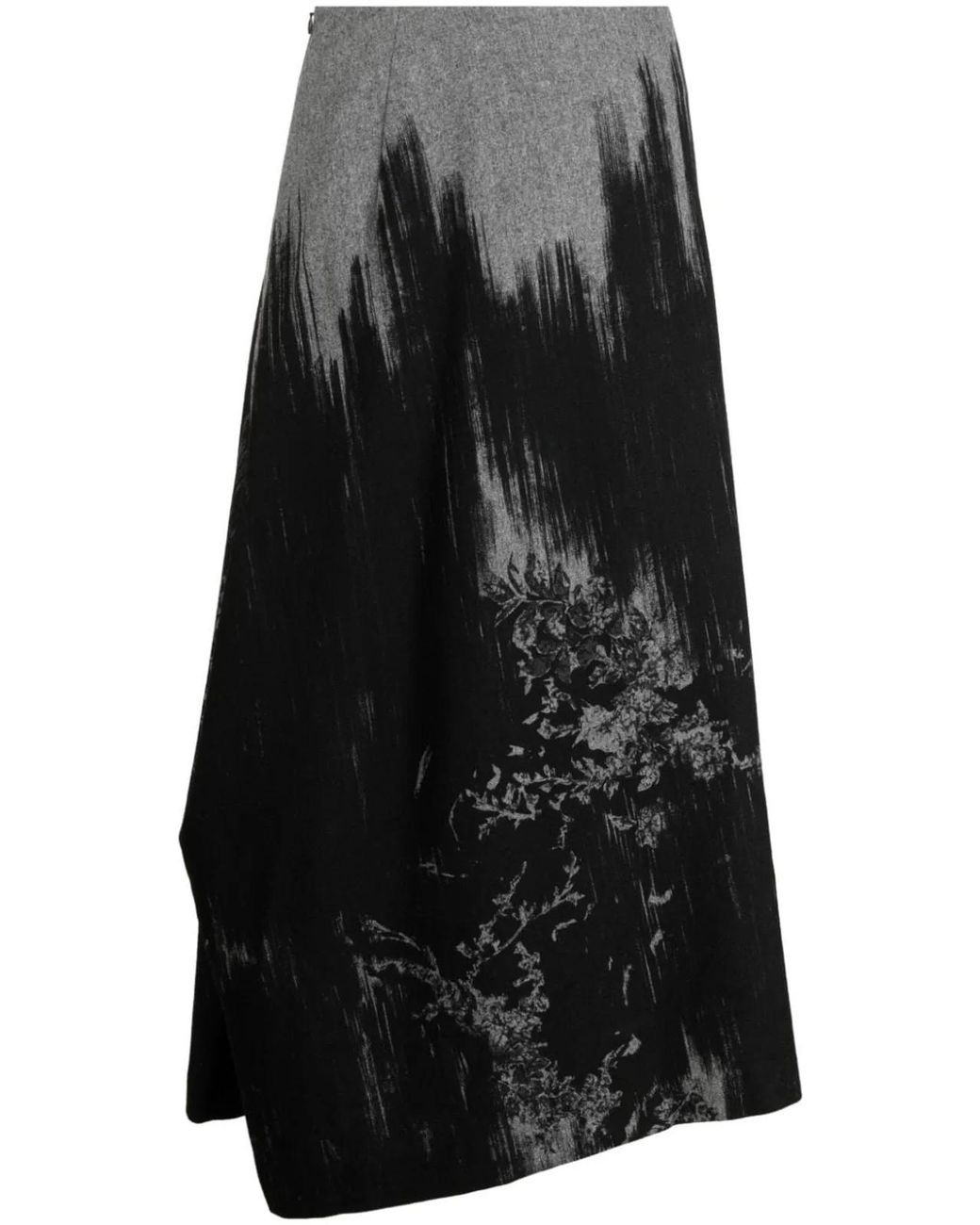 Y's Yohji Yamamoto Gray Y-Panelled Tuck Flare Sk