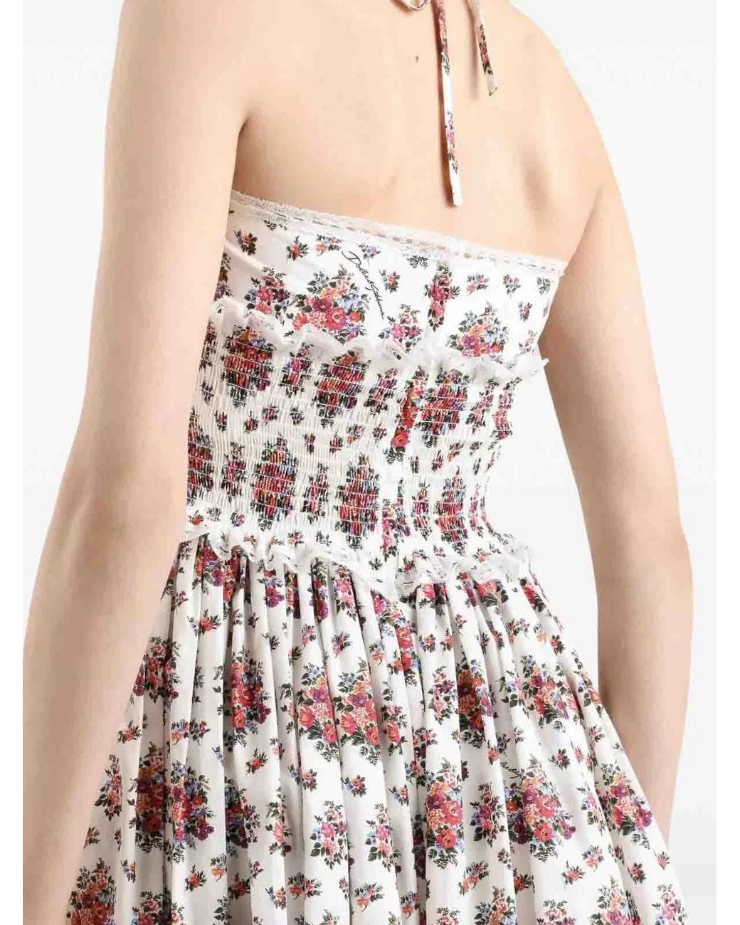 Dolce & Gabbana White Dolce & Gabbana Multicolour Cotton Polyamide Dress