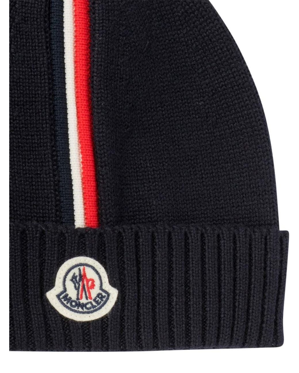 Moncler Blue Beanie Hat With Logo