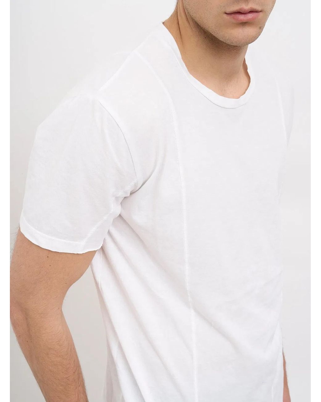 MD75 White Cotton Crew Neck T-Shirt for men
