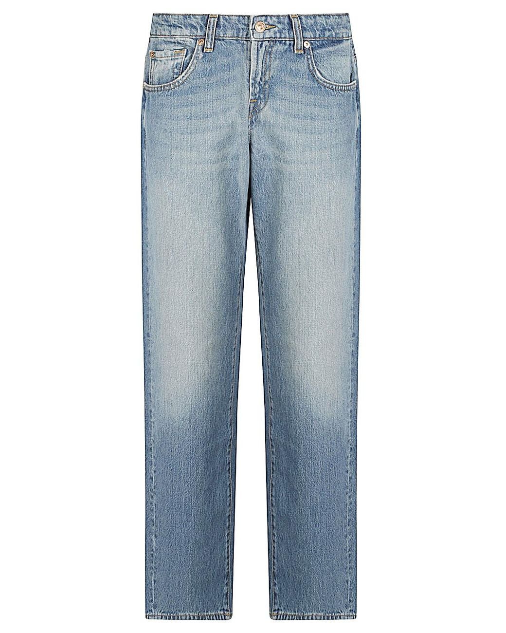 7 For All Mankind Blue Straight-Leg Jeans