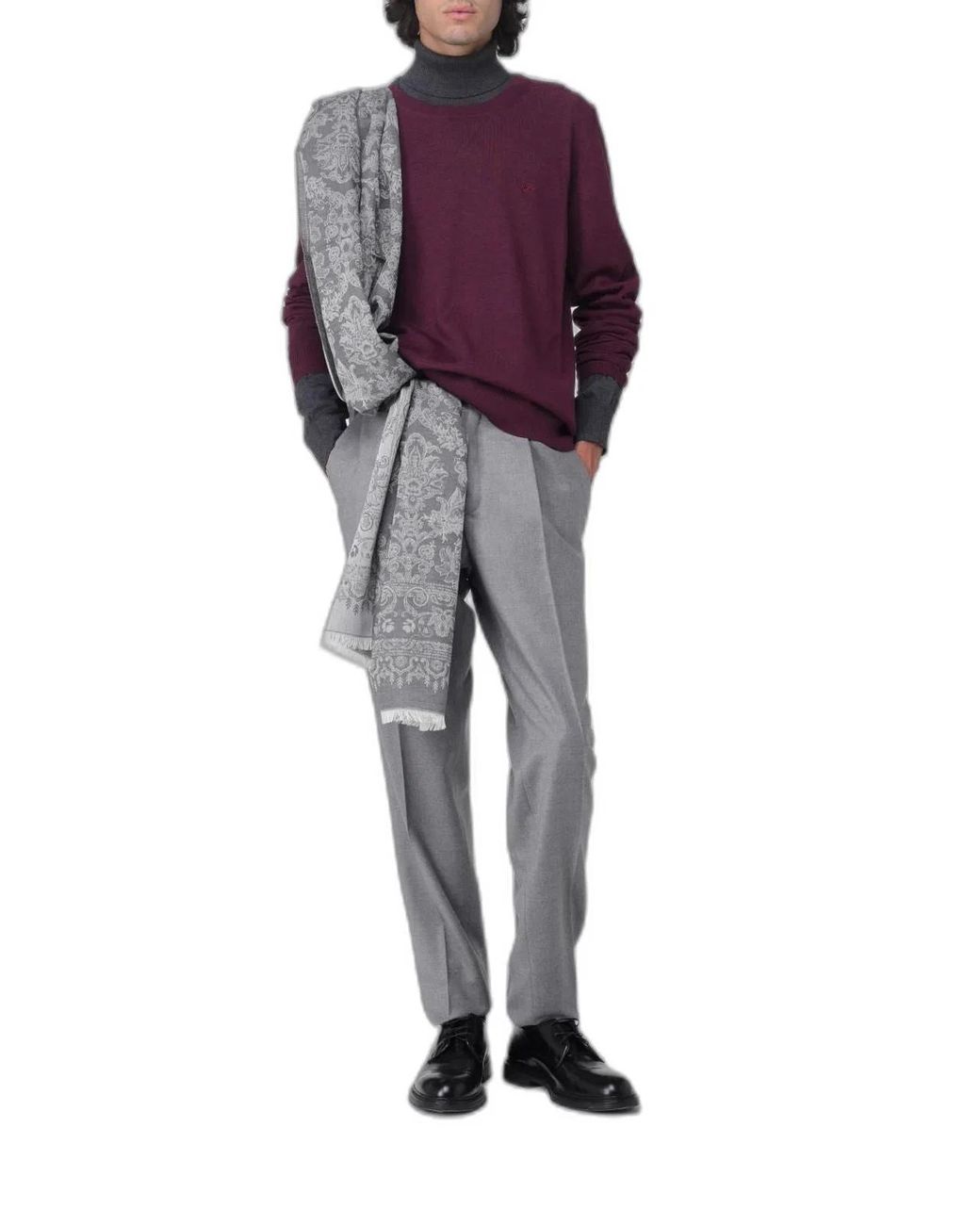 Etro Purple Knitted C-Neck for men