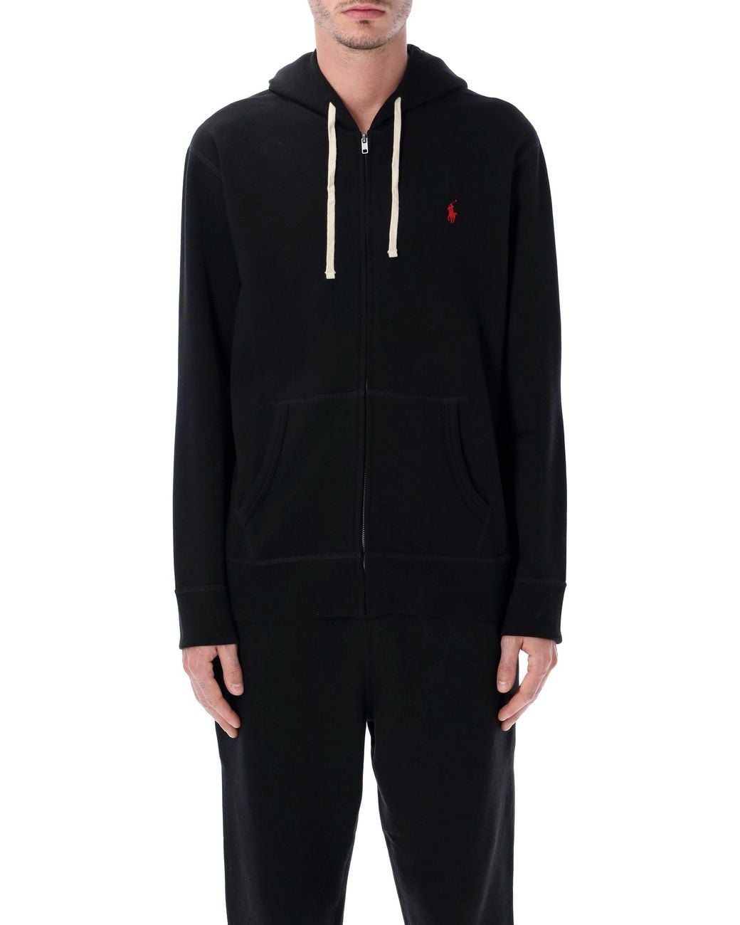 Polo Ralph Lauren Black Cotton-Blend Zip Hoodie for men