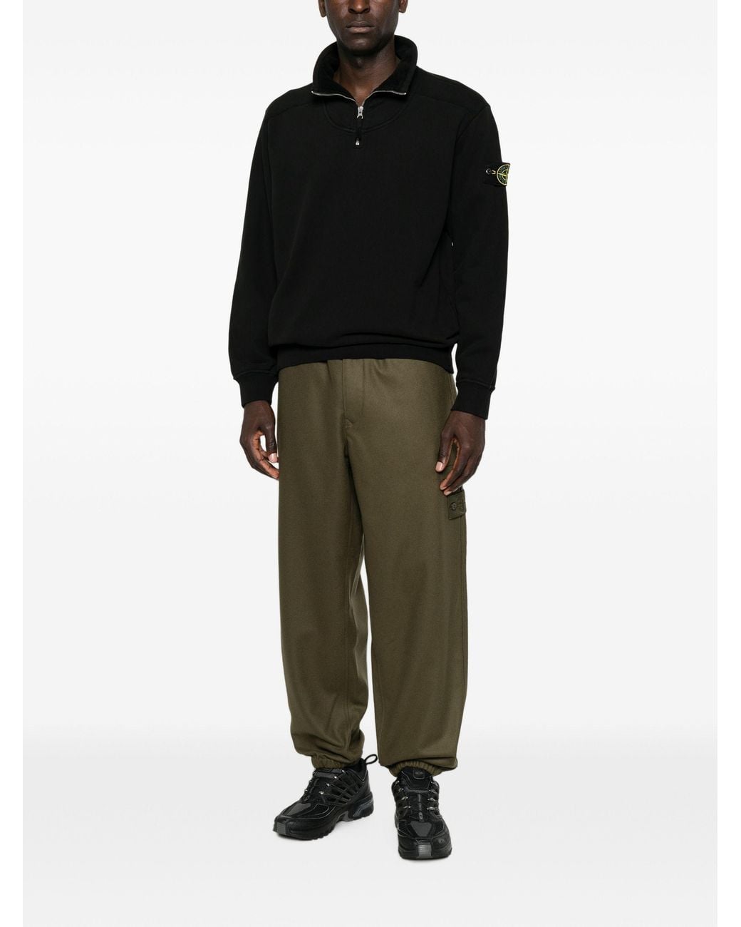 Stone Island Green Logo-Patch Cargo Pants For for men