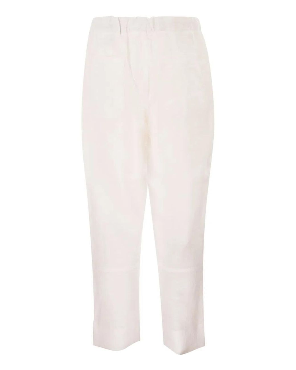 Kiton White Tailored Linen Drawstring Trousers for men