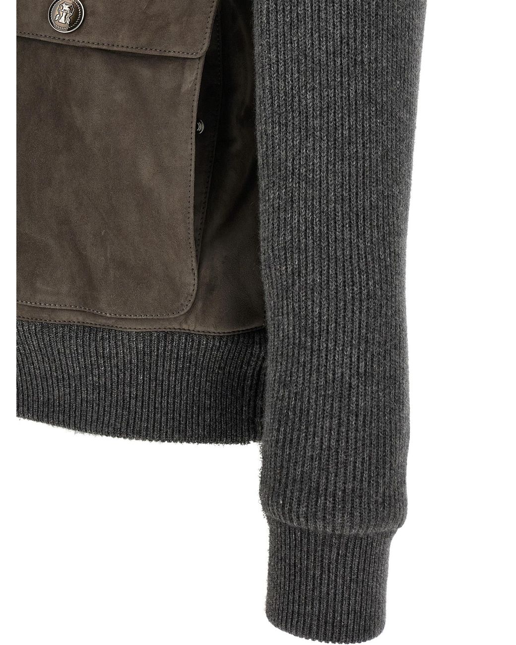 Brunello Cucinelli Green Suede And Wool Jacket for men