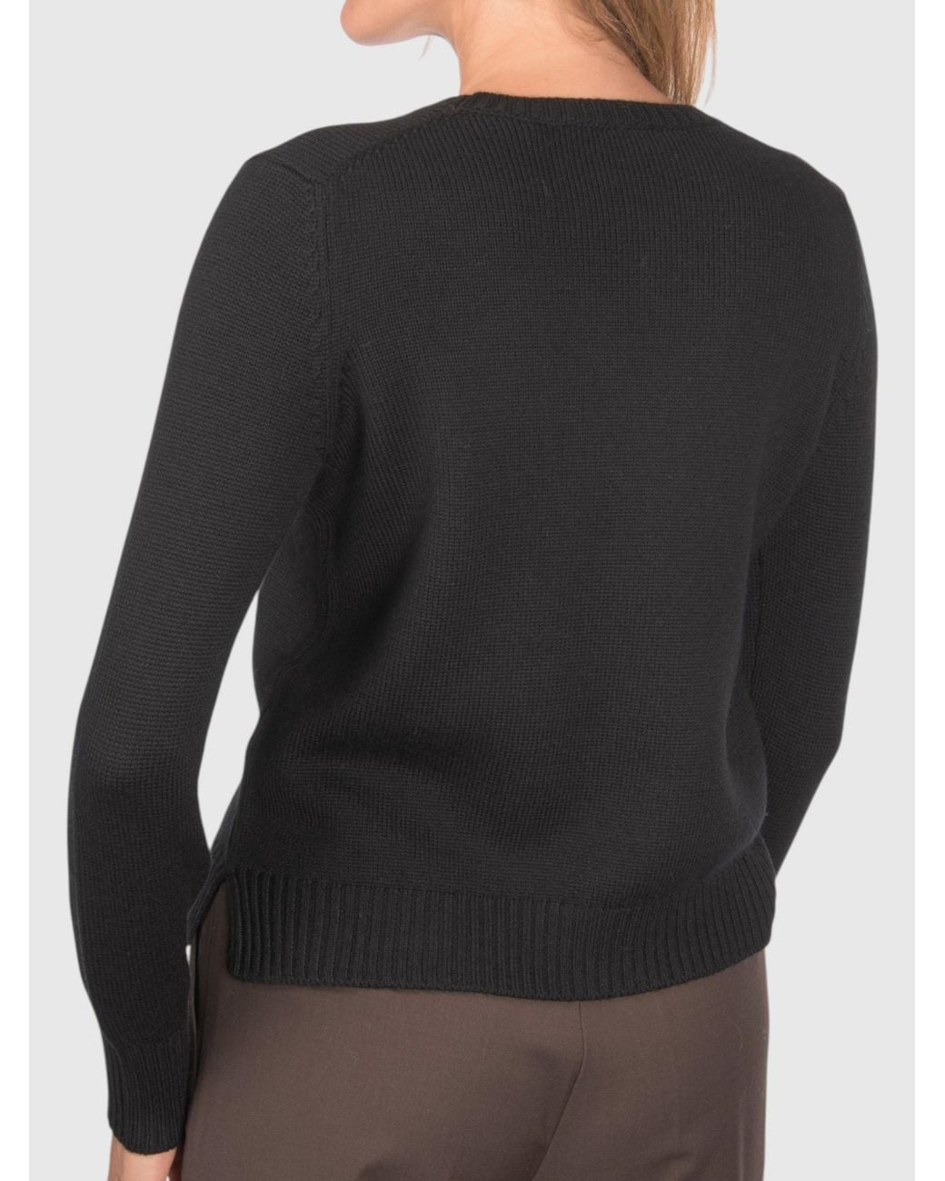 Gran Sasso Black 3-Ply Merinos Wool Crew Neck