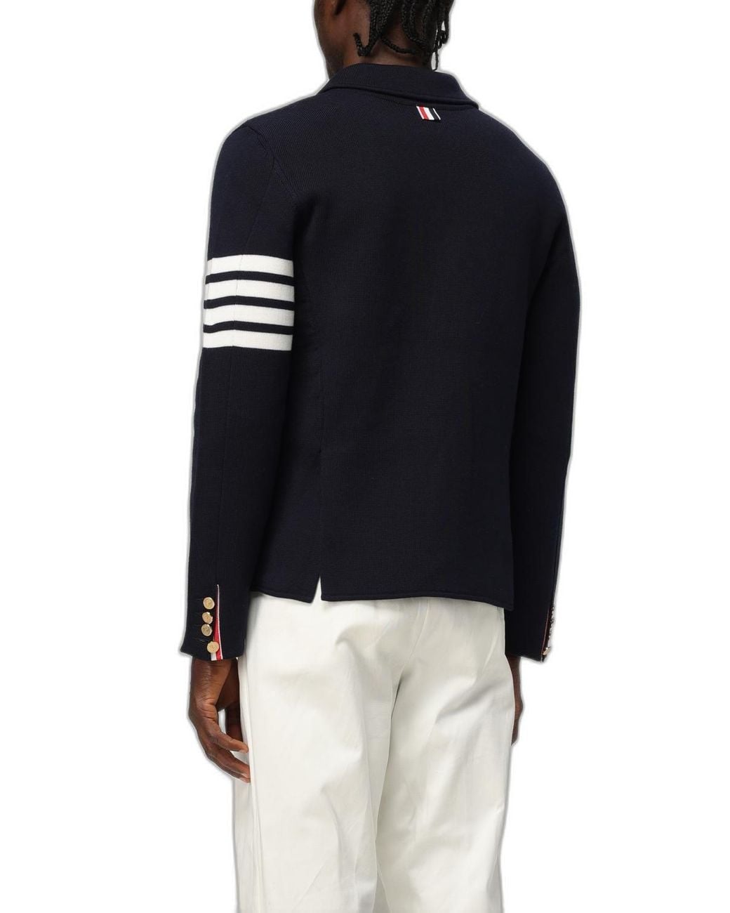 Thom Browne Blue Single-Breasted Wool Jacket With Four-Bar Sleeve Detail for men