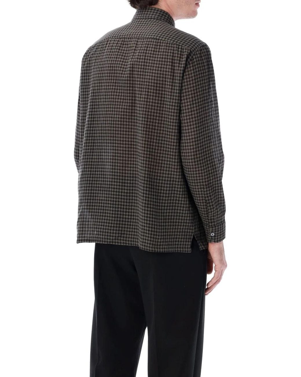 Salvatore Piccolo Gray Tahiti Check Shirt for men