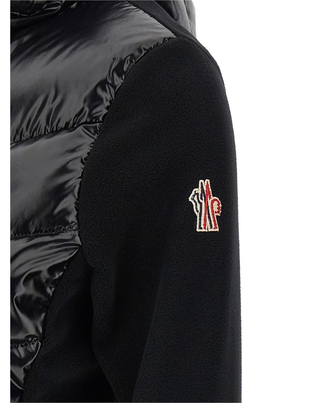 Moncler Black Padded Cardigan With Hood And Zip