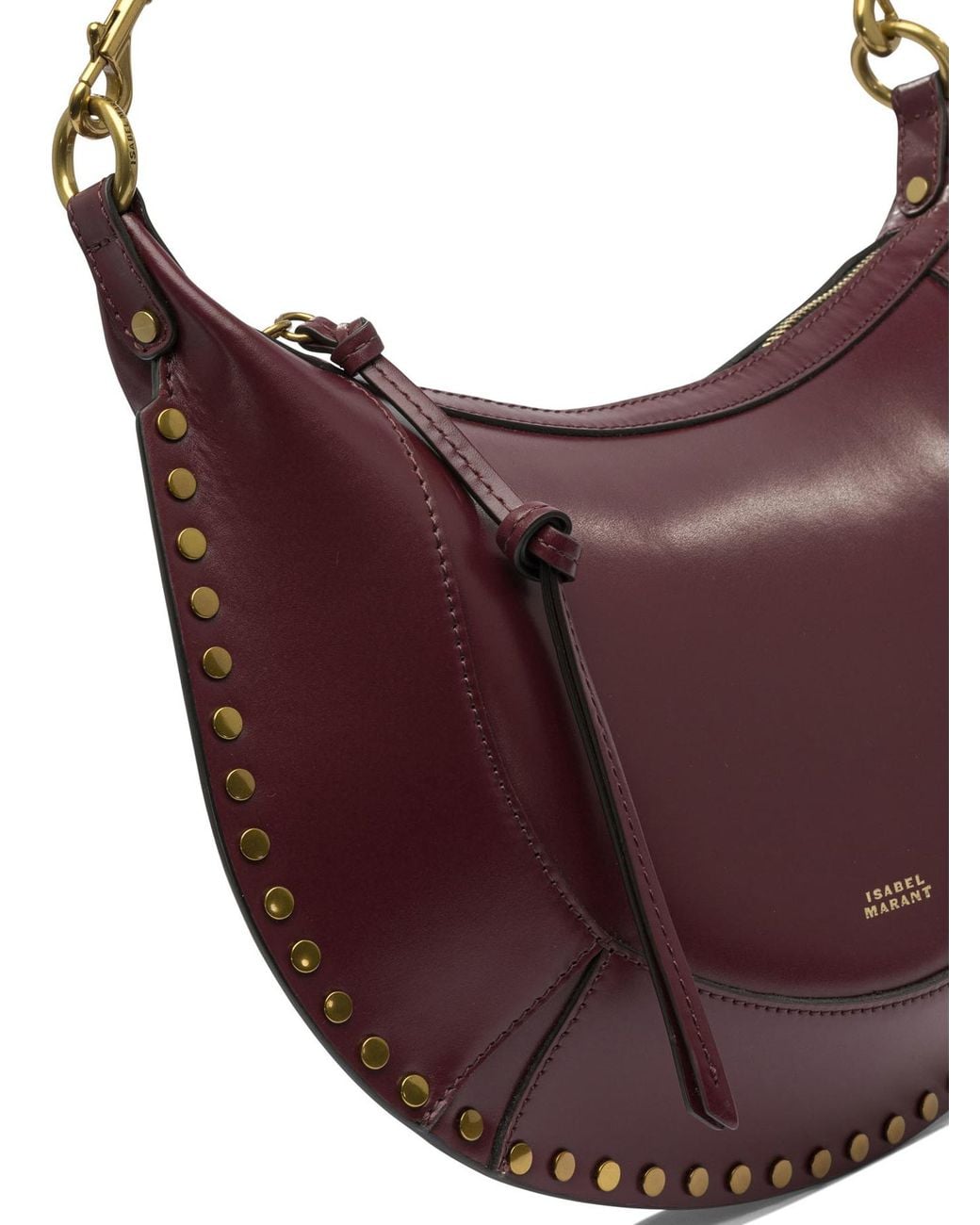 Isabel Marant Purple Bordeaux Calf Leather Polyamide Polyurethane Medium Shoulder Bag