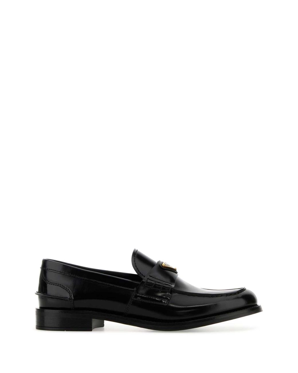 Prada Black Logo Brushed Leather Loafer