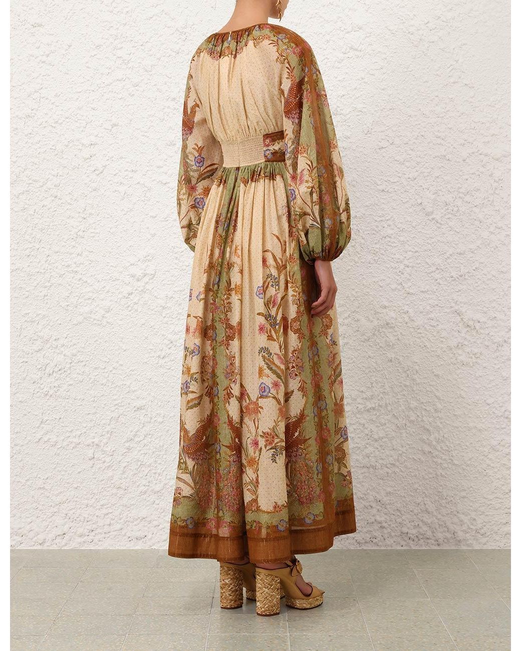 Zimmermann Natural Indra Elasticated Waist Maxi Dress