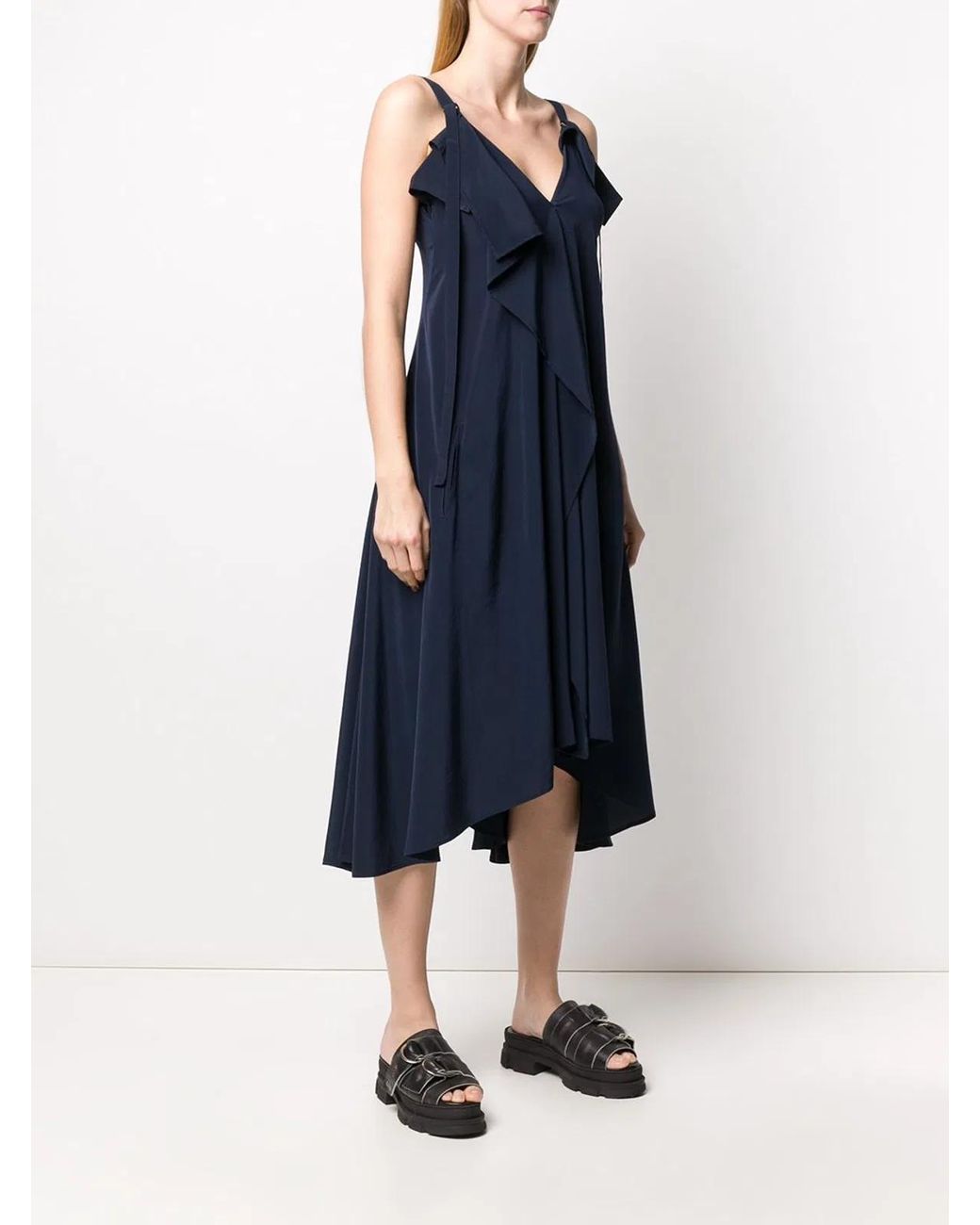 Y's Yohji Yamamoto Black U A Line Flare Dress W/Strap
