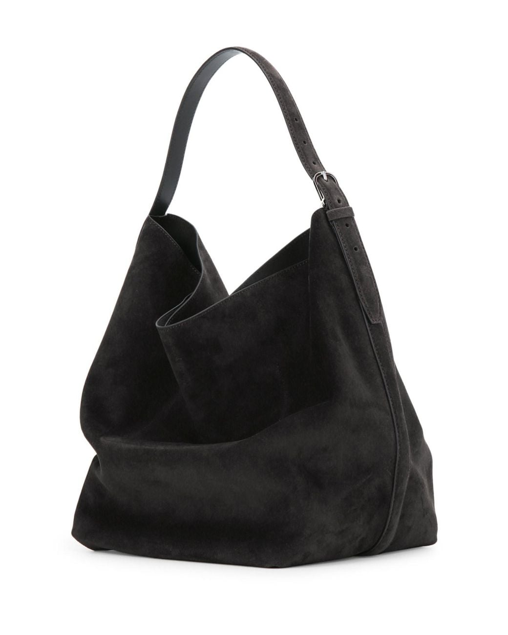 Totême Black Medium Belted Suede Tote
