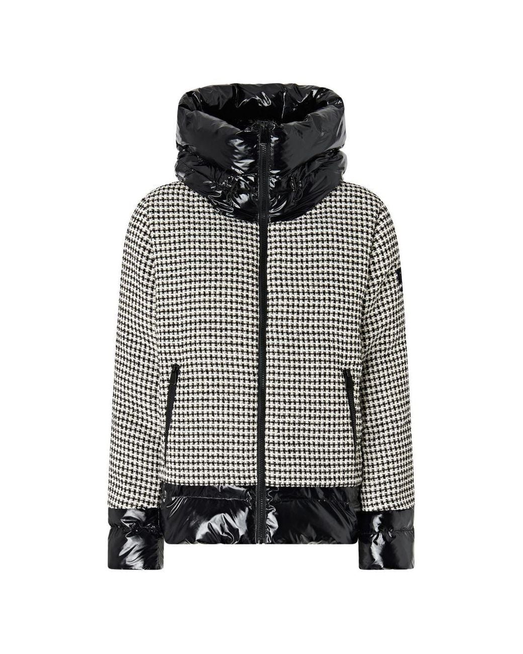 Pinko Gray Tweed Down Jacket With Detachable Sleeves