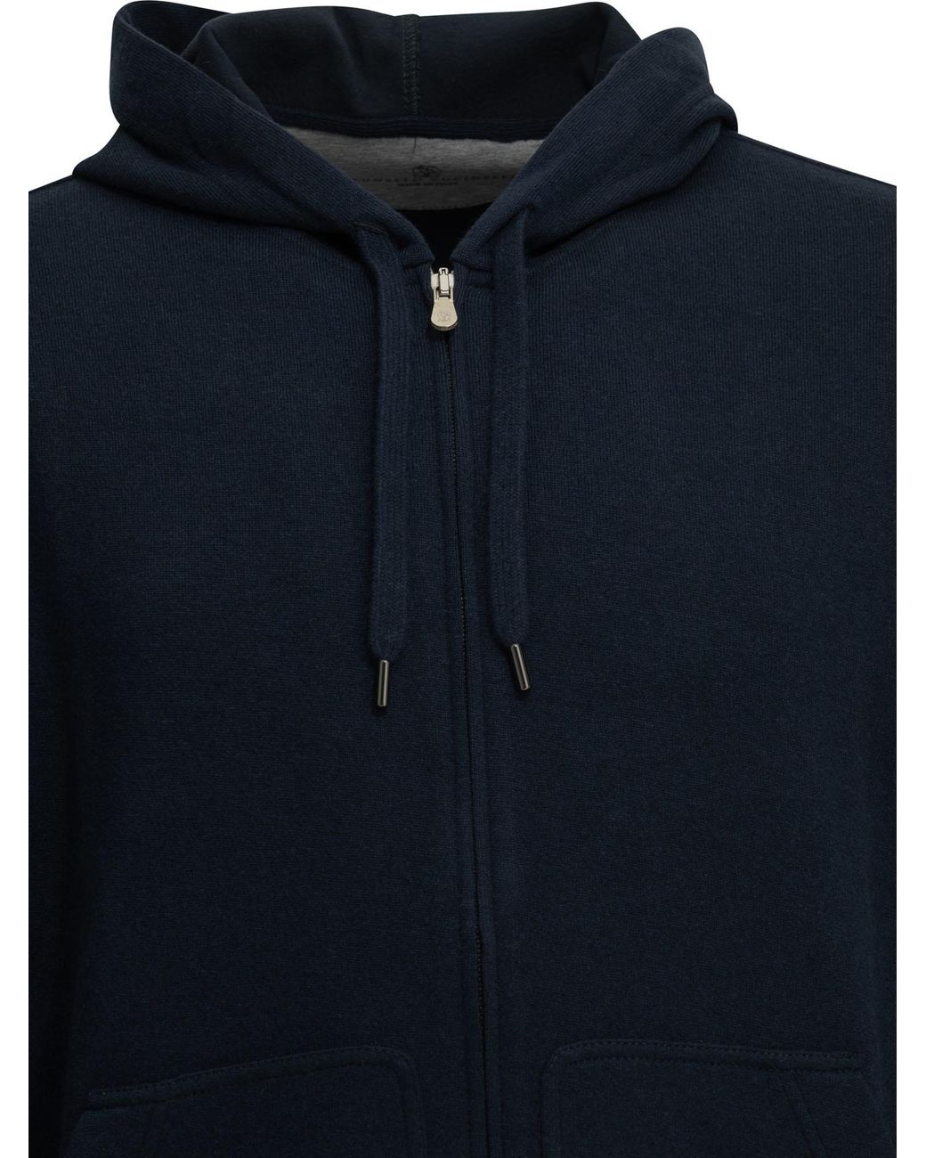 Brunello Cucinelli Blue Cashmere And Cotton Zip-Up Sweatshirt for men