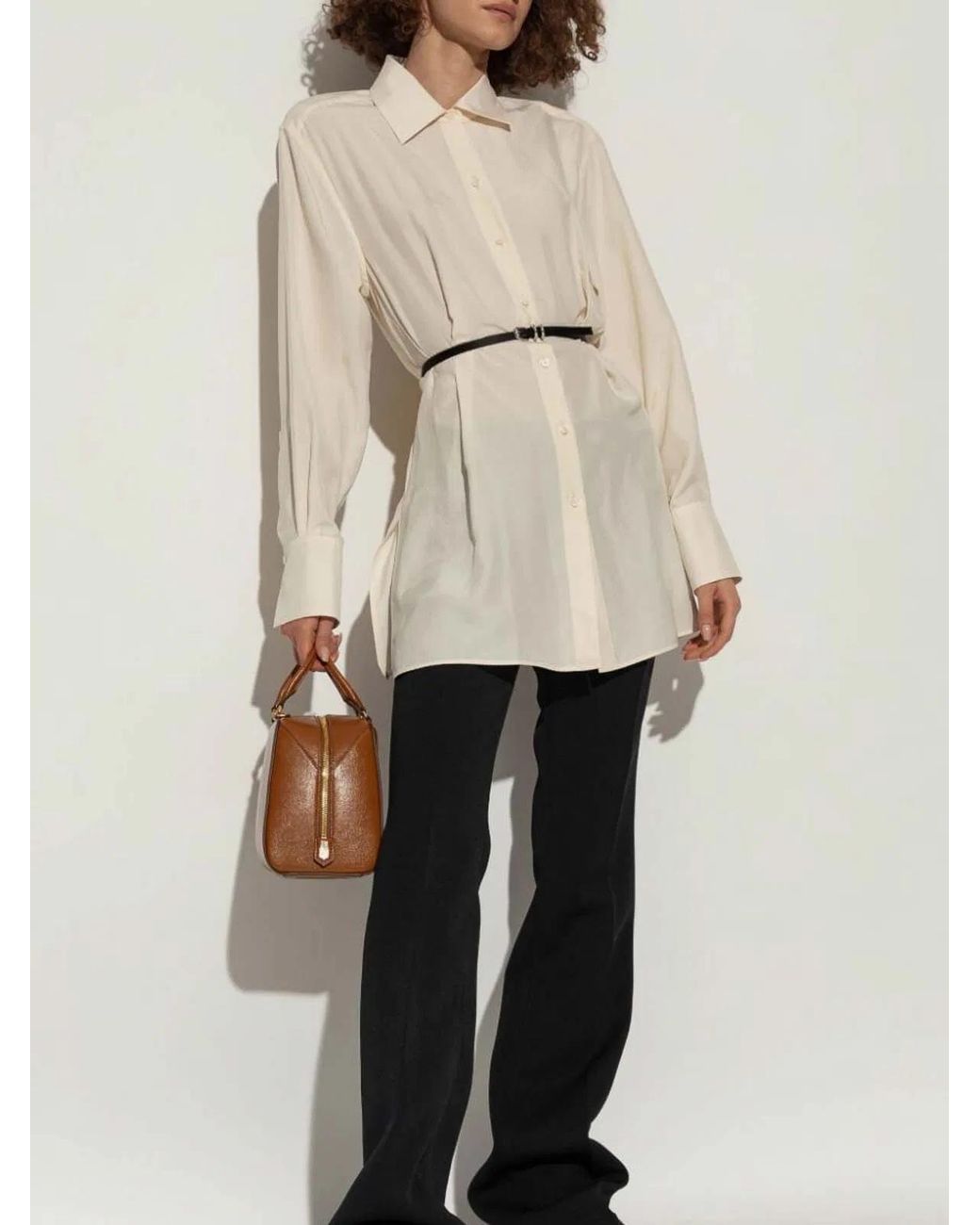 Givenchy White Long Shirt With 'Voyou' Belt