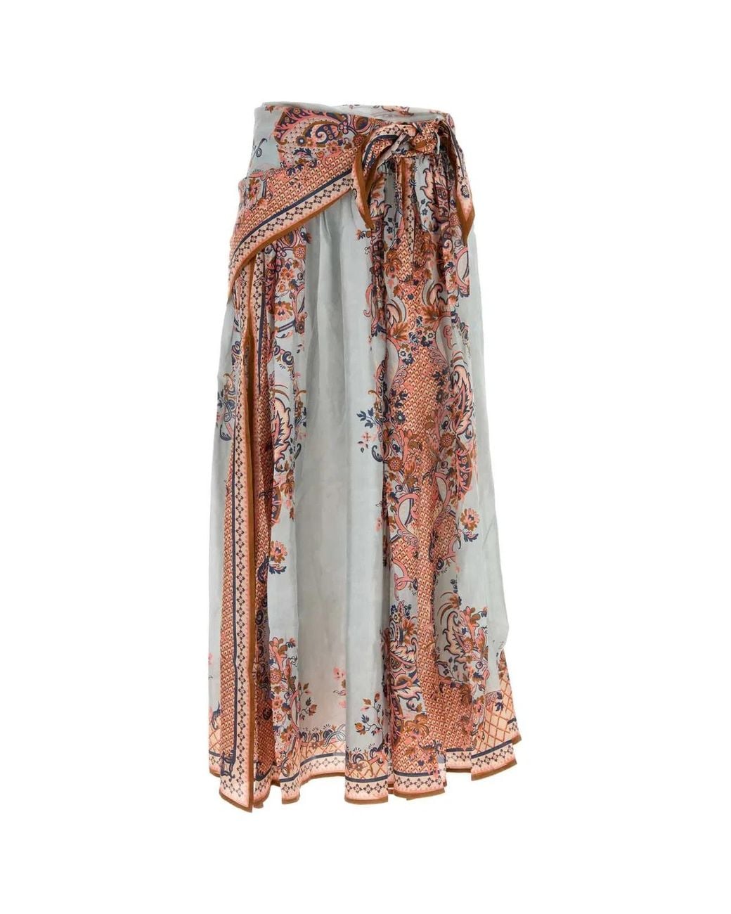 Zimmermann White Printed Silk Aster Skirt