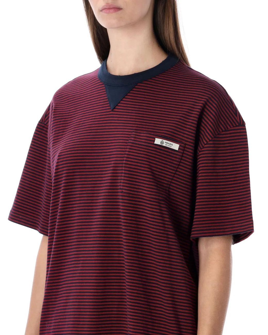 Prada Red Striped Oversized Jersey T-Shirt