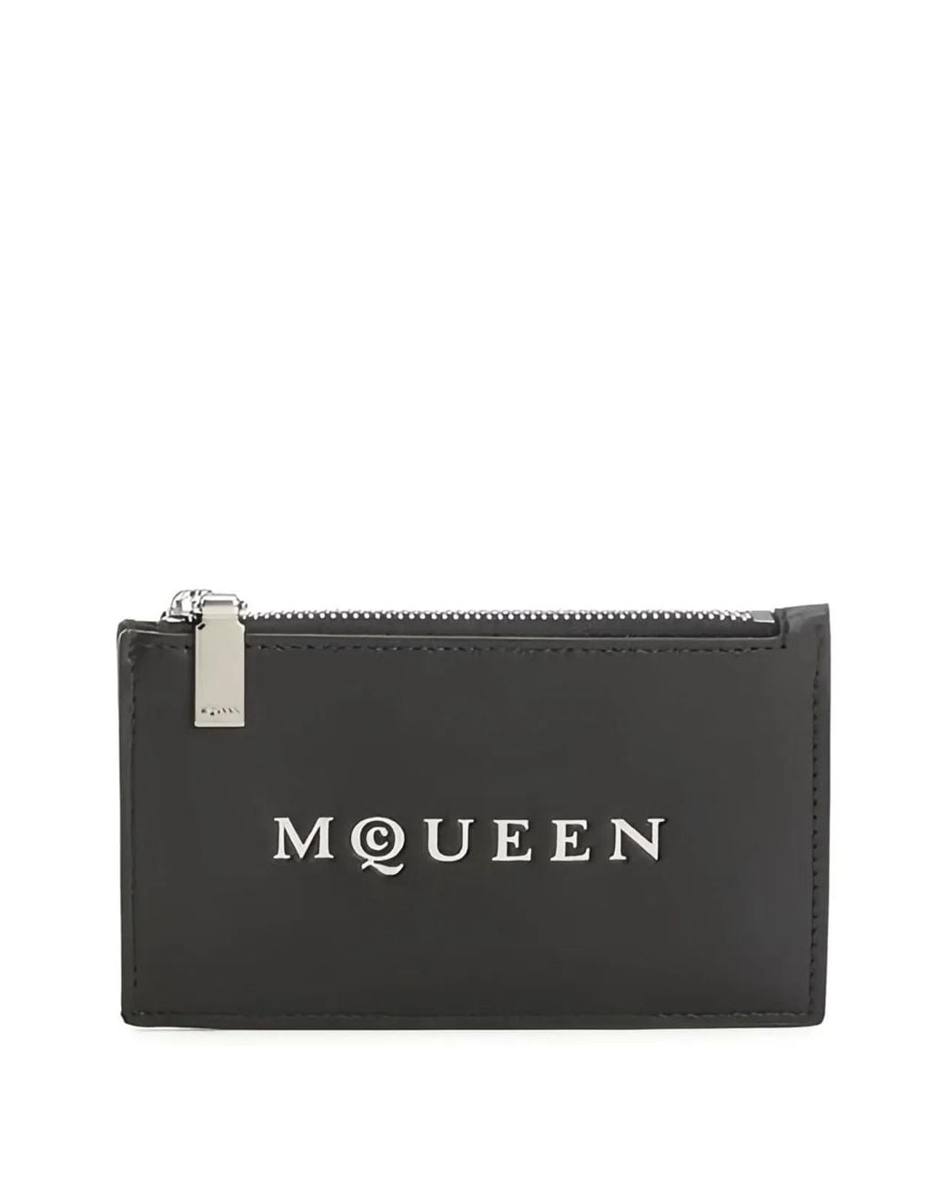 McQueen Black Leather Cardholder Wallet for men