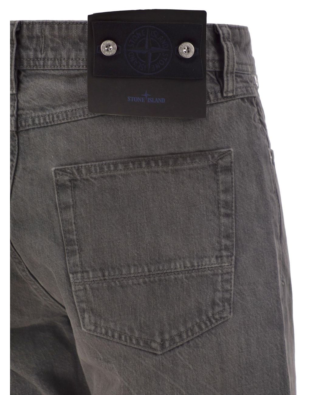 Stone Island Gray Straight-Leg Five-Pocket Cotton Jeans for men