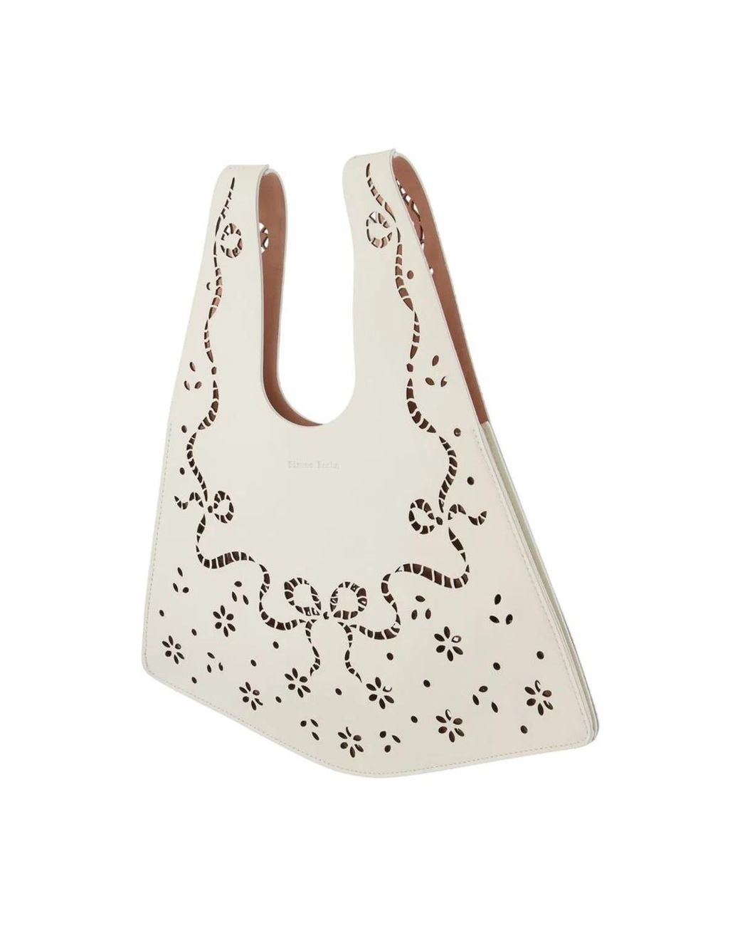 Simone Rocha White Mini Lasercut Shopper Bag