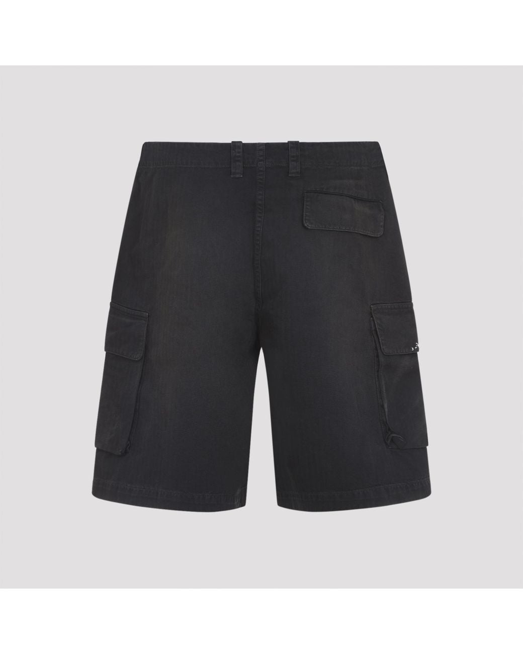 Our Legacy Gray Nebula Wash Herringbone Cotton Mount Shorts for men