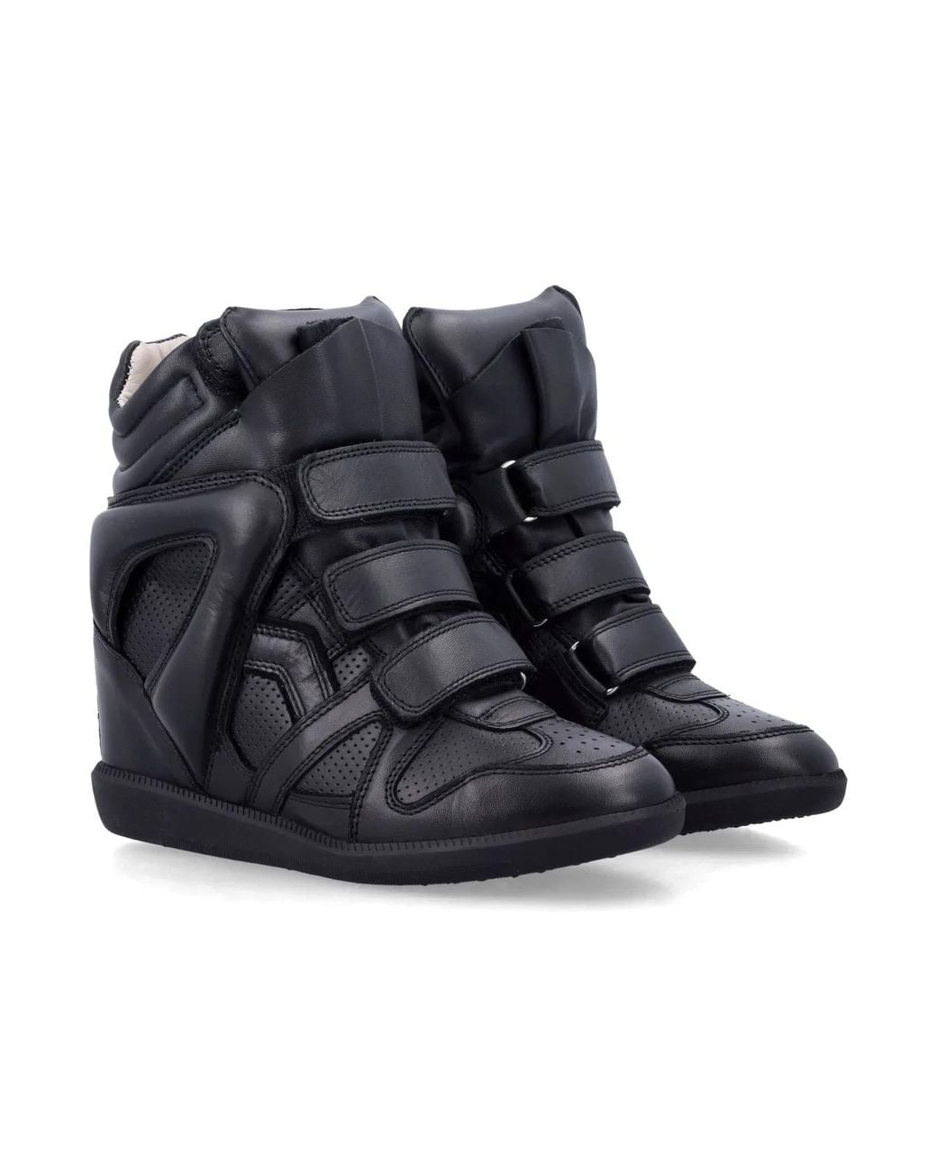 Isabel Marant Black Bekett Leather Wedge Sneakers