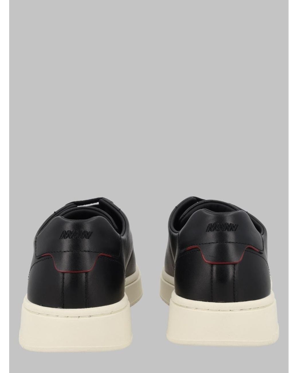 HUGO Black Leather Low-Top Sneakers for men