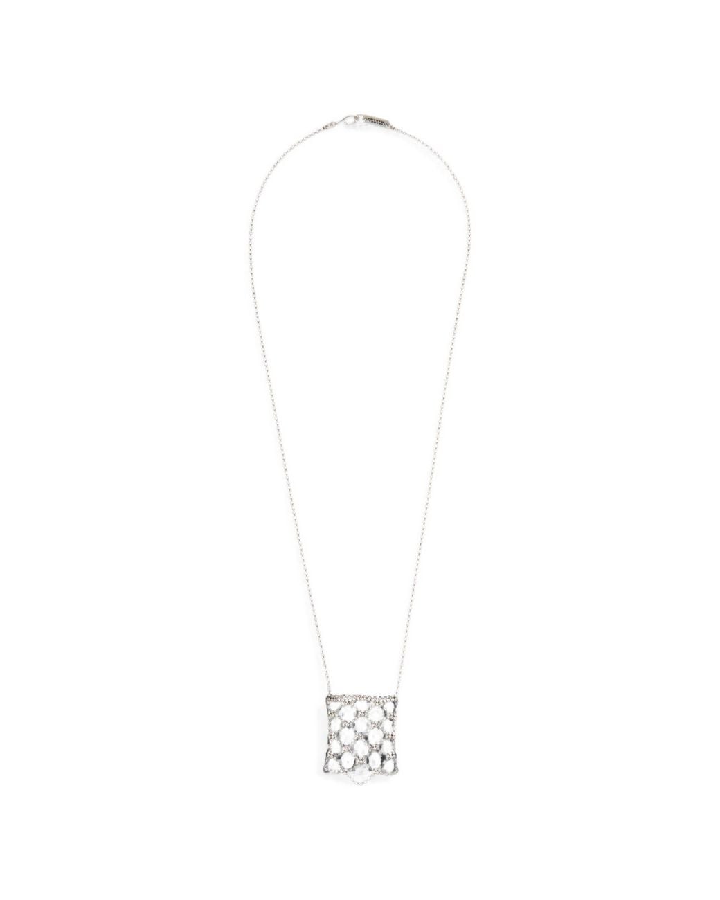 Isabel Marant White Long Brass Glass Necklace