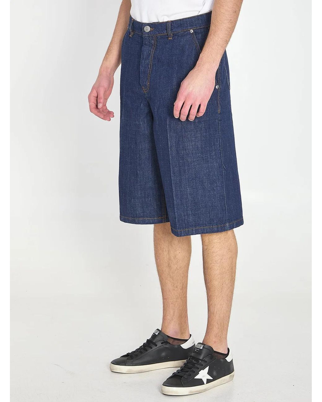 AMI Blue Denim Bermuda Shorts for men