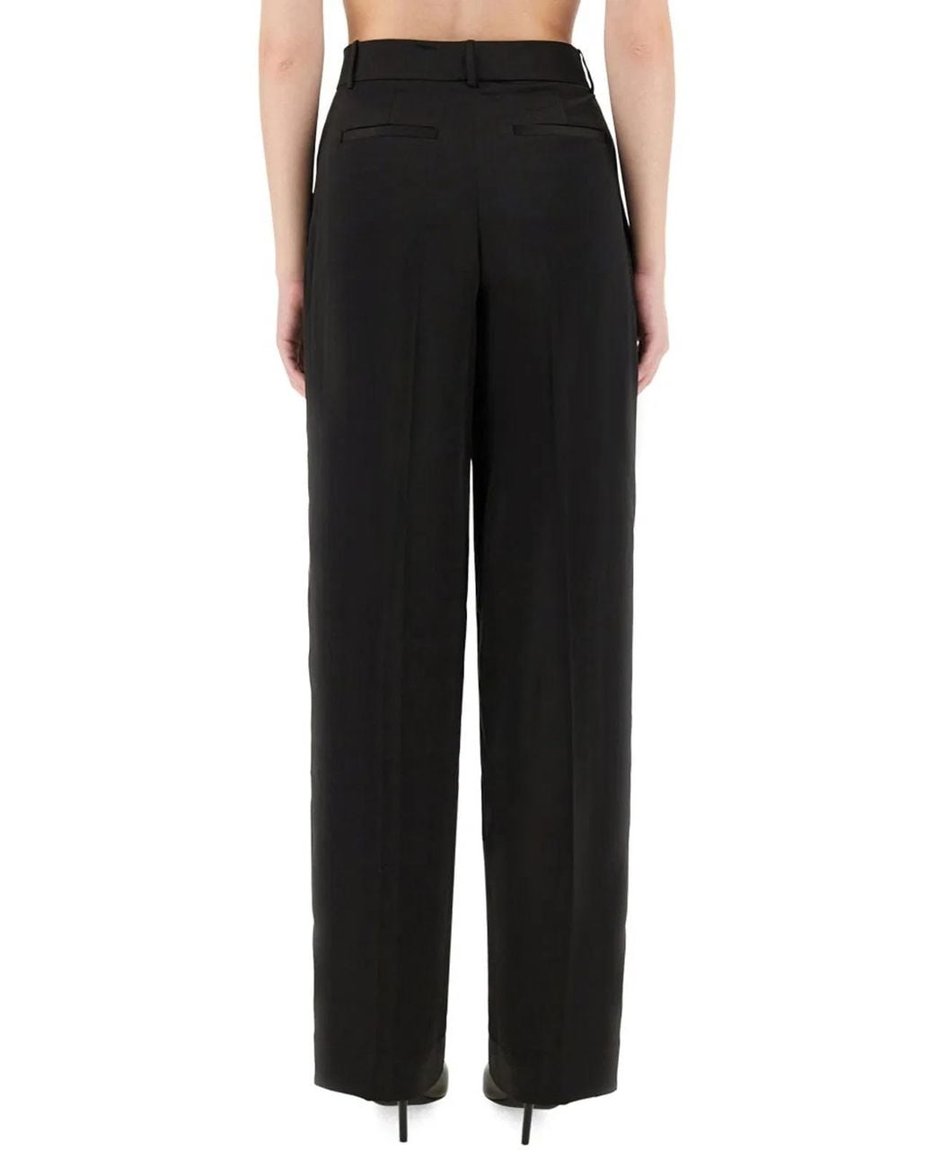 MICHAEL Michael Kors Black High-Waisted Wide Leg Pants With Pleated Front