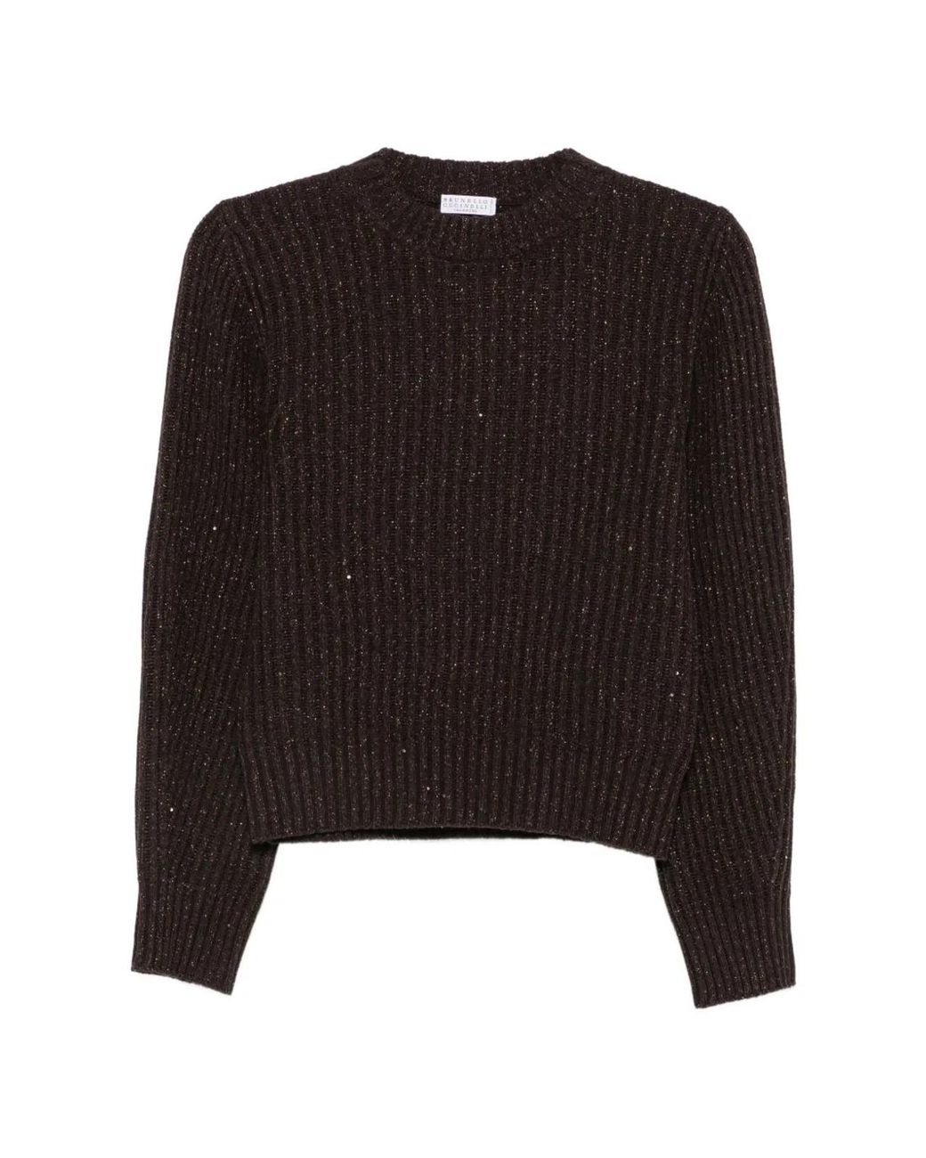 Brunello Cucinelli Black Sparkling & Dazzling Cashmere And Wool Ribbed Sweater