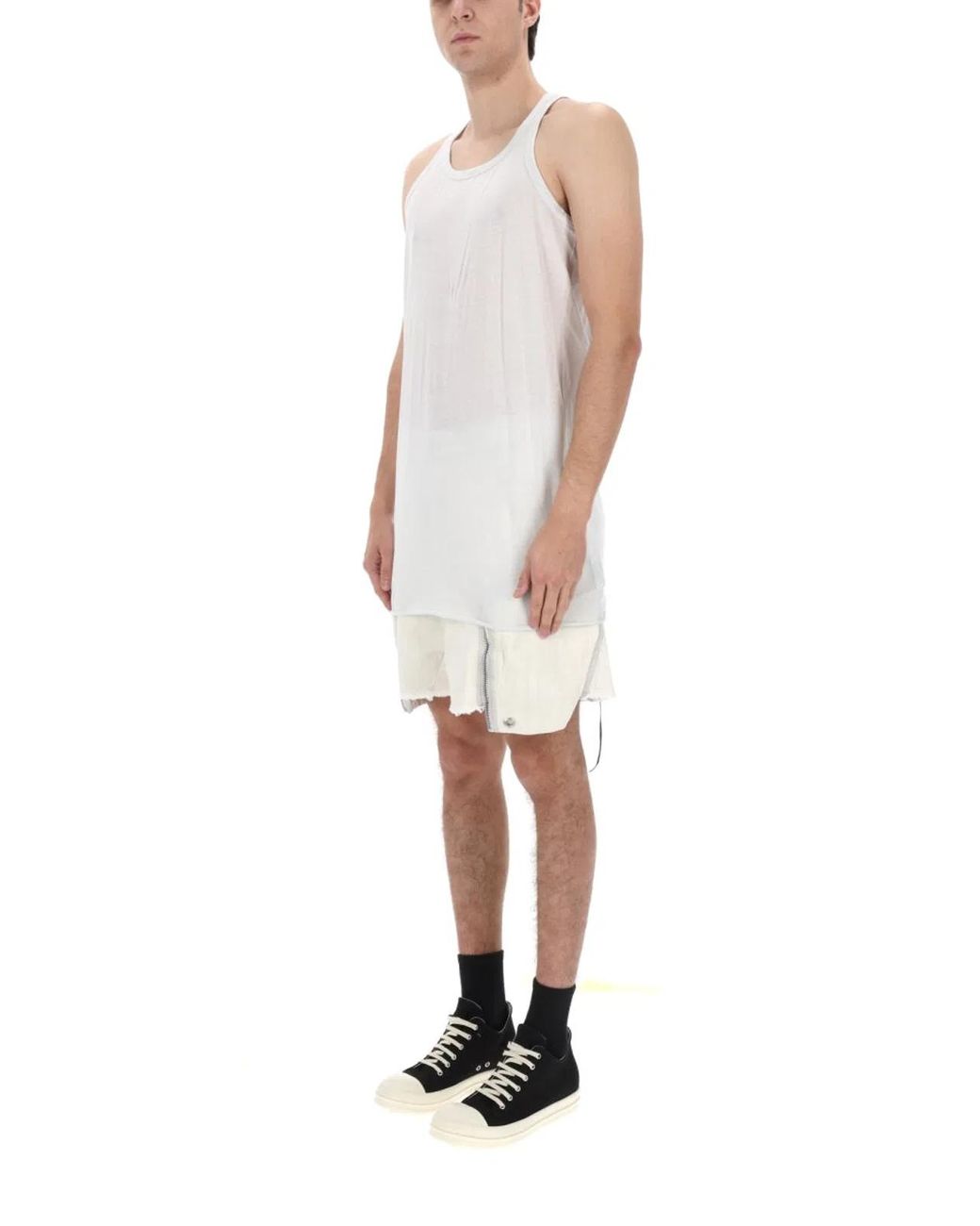 Rick Owens White Temple Loose Tank Top for men