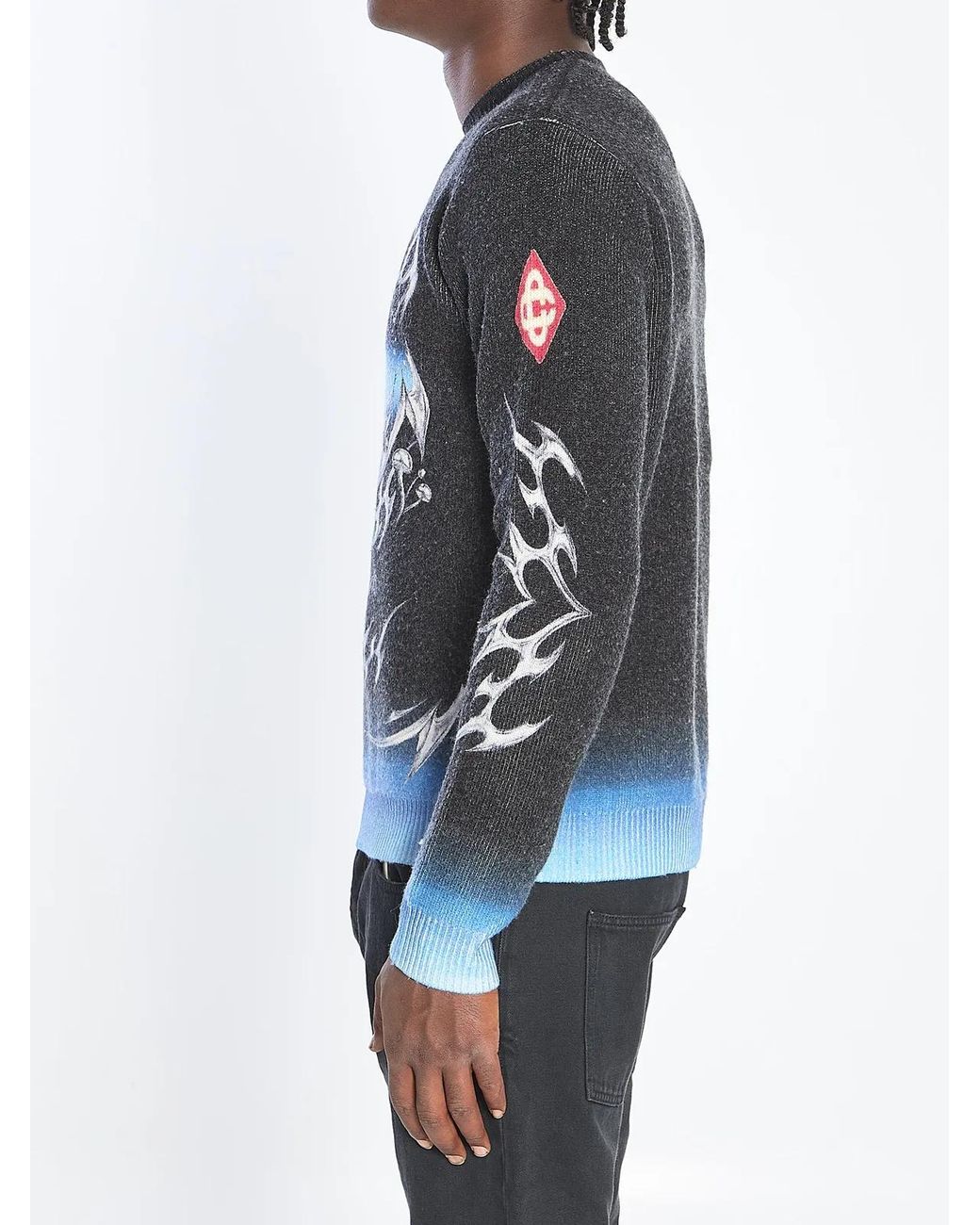 Casablanca Gray Sweater With Blades Print for men
