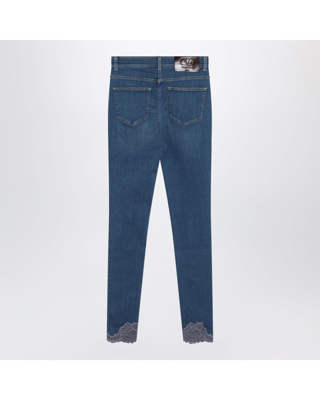 Valentino Blue Medium Slim Jeans With Lace