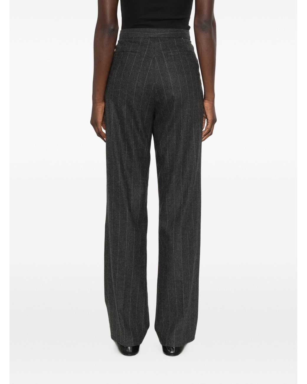 Herno Black Pinstripe-Pattern Pleated Tailored Trousers