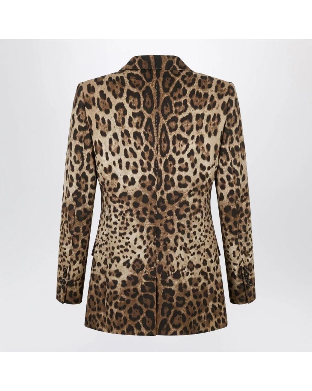 Dolce & Gabbana Brown Dolce & Gabbana Leopardprint Doublebreasted Wool Jacket
