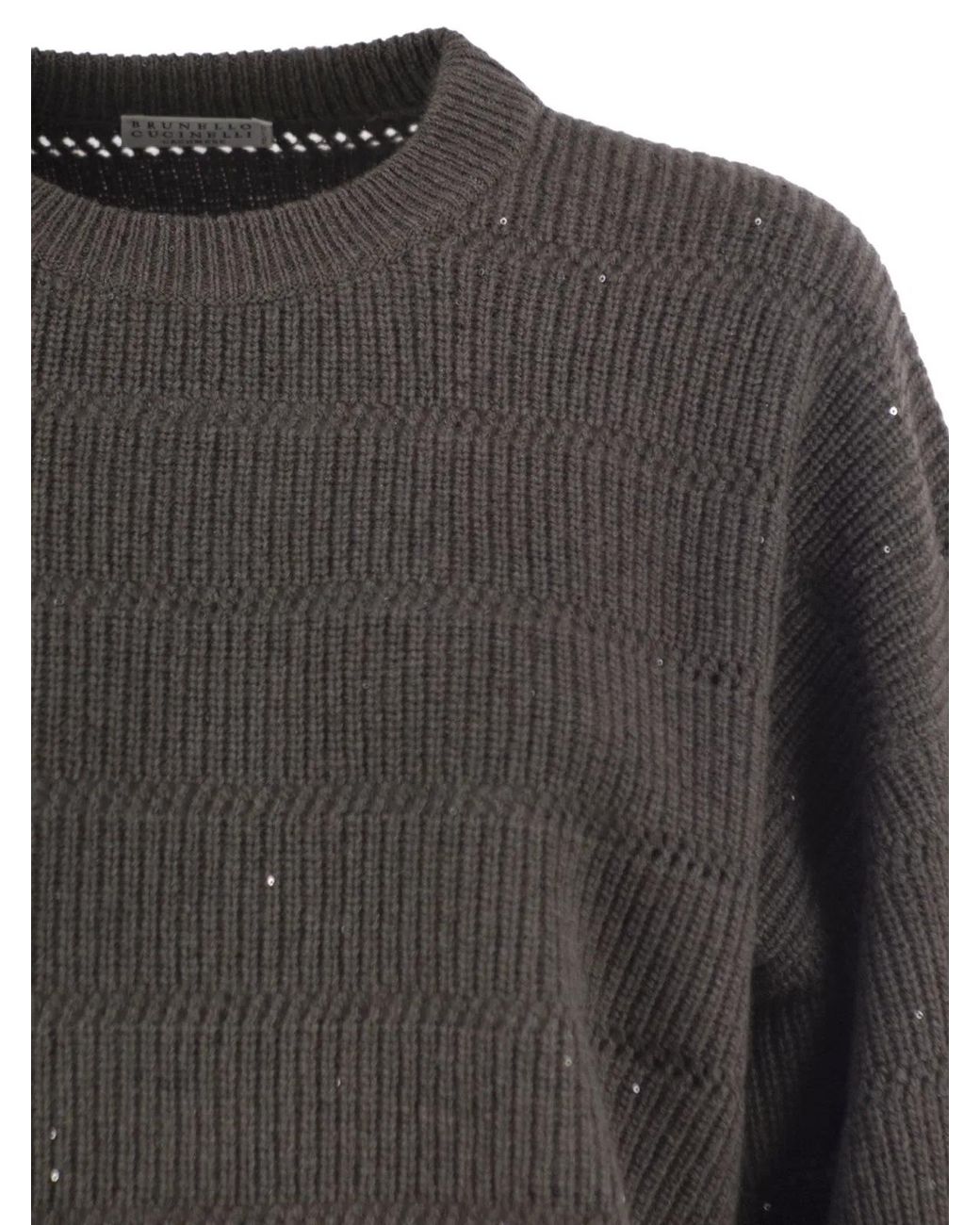 Brunello Cucinelli Black Cashmere And Wool Crew-Neck Sweater