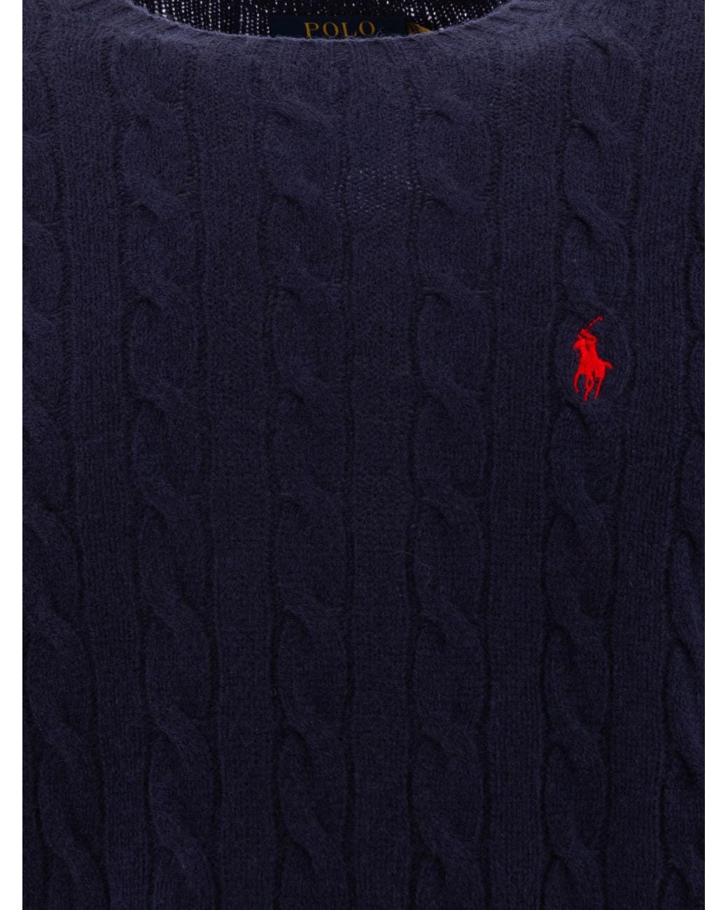 Polo Ralph Lauren Blue Wool And Cashmere Crewneck Sweater With Logo for men