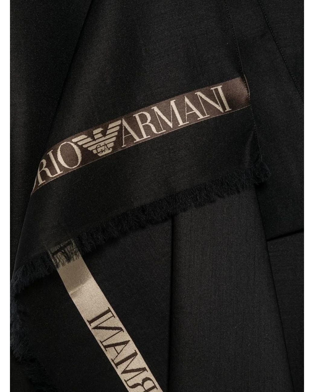 Emporio Armani Black Logo Wool Blend Scarf for men